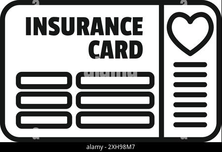 Icône simple en noir et blanc d'une carte d'assurance, parfaite pour représenter l'assurance maladie et les frais médicaux Illustration de Vecteur