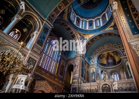 Cathédrale métropolitaine de l'Annonciation, populairement connue sous le nom de la métropole ou Mitropoli, construite au 19ème siècle, Athènes, Grèce Banque D'Images