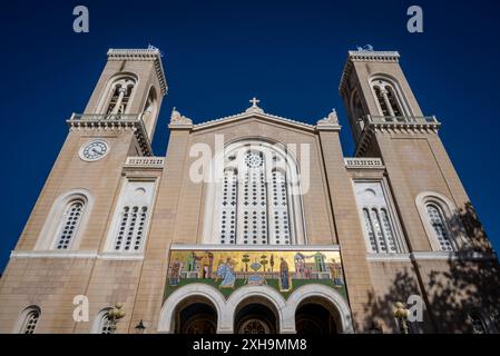 Cathédrale métropolitaine de l'Annonciation, populairement connue sous le nom de la métropole ou Mitropoli, construite au 19ème siècle, Athènes, Grèce Banque D'Images