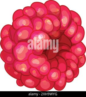 Framboise rouge débordant de petites bulles de jus Illustration de Vecteur