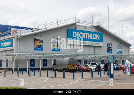 Decathlon magasin, magasin de vente d'équipement de sport et de vêtements à Southampton, Hampshire, Angleterre, Royaume-Uni Banque D'Images