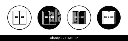 Icône de porte d'ouverture automatique symbole vectoriel ou collection de signes dans un contour noir et blanc Illustration de Vecteur