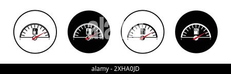 Icône indicateur de carburant de voiture symbole vectoriel ou ensemble de signes collection dans un contour noir et blanc Illustration de Vecteur