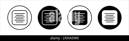 Centrer l'icône alignement symbole vectoriel ou ensemble d'enseignes collection dans un contour noir et blanc Illustration de Vecteur