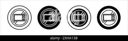 Ne pas mettre au micro-ondes icône symbole vectoriel ou ensemble d'affiches ensemble dans un cadre noir et blanc Illustration de Vecteur