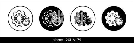 Icône d'efficacité symbole vectoriel ou collection d'ensembles de signes dans un contour noir et blanc Illustration de Vecteur