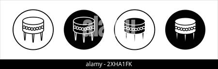 Icône de tabouret de pied symbole vectoriel ou collection d'ensemble de signes dans un contour noir et blanc Illustration de Vecteur