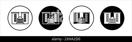 Icône de l'institut symbole vecteur ou collection d'ensembles de signes dans un contour noir et blanc Illustration de Vecteur