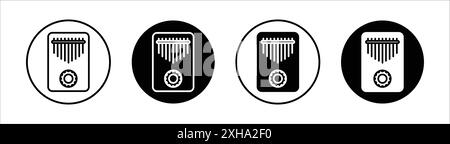 Icône Kalimba symbole vectoriel ou collection d'ensemble de signes dans un contour noir et blanc Illustration de Vecteur