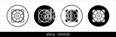 Icône de bouée de sauvetage symbole vectoriel ou collection d'ensemble de signes dans un contour noir et blanc Illustration de Vecteur