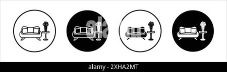 Icône Lounge Vector symbole ou collection d'ensemble de signes dans un contour noir et blanc Illustration de Vecteur