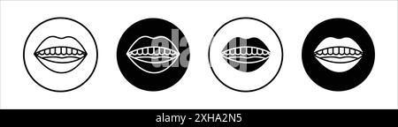 Icône de bouche symbole vectoriel ou collection d'ensemble de signes dans un contour noir et blanc Illustration de Vecteur