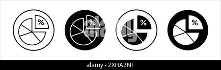 Icône de part de marché symbole vectoriel ou collection d'ensemble de signes dans un contour noir et blanc Illustration de Vecteur