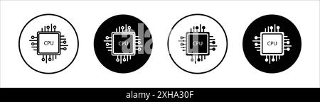 Icône du processeur symbole vectoriel ou ensemble de signes collection en noir et blanc Illustration de Vecteur