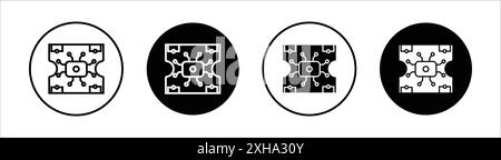 Icône PCB symbole vectoriel ou collection d'ensemble de signes dans un contour noir et blanc Illustration de Vecteur