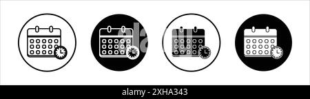 Icône d'horaire symbole vectoriel ou ensemble d'affiches collection en noir et blanc Illustration de Vecteur