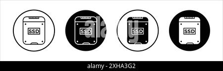 Icône SSD symbole vectoriel ou ensemble de signes collection dans un contour noir et blanc Illustration de Vecteur