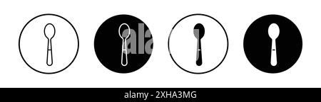 Icône cuillère symbole vecteur ou ensemble de signes collection dans un contour noir et blanc Illustration de Vecteur