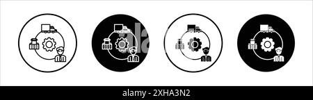 Icône de la chaîne d'approvisionnement symbole vectoriel ou ensemble d'affiches collection dans un contour noir et blanc Illustration de Vecteur