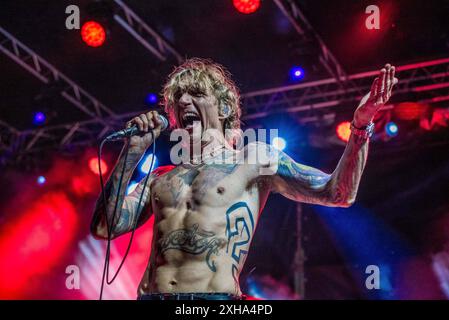 Concert de musique - The Darkness - Tour 2024 Justin Hawkins pendant les Darkness - Tour 2024, concert de musique à Valmontone RM, Italie, 11 juillet 2024 Valmontone RM Valmontone Outlet Italy Copyright : xTommasoxNotarangelox/xLiveMediax LPM 1438624 Banque D'Images