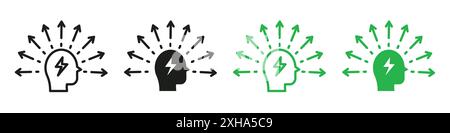 Icône de compréhension symbole vectoriel ou collection d'ensembles de signes dans un contour noir et blanc Illustration de Vecteur