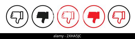 Dislike icône symbole de vecteur ou collection d'ensembles de signes dans un contour noir et blanc Illustration de Vecteur