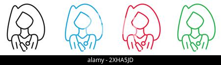 Icône Doctor Vector symbole ou ensemble de signes collection dans un contour noir et blanc Illustration de Vecteur