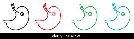 Icône d'endoscopie symbole vectoriel ou ensemble de signes collection dans un contour noir et blanc Illustration de Vecteur