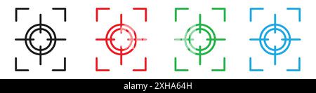 Icône de mise au point symbole vectoriel ou collection d'ensembles d'enseignes dans un contour noir et blanc Illustration de Vecteur