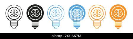 Icône d'innovation symbole vectoriel ou collection d'ensemble de signes dans un contour noir et blanc Illustration de Vecteur