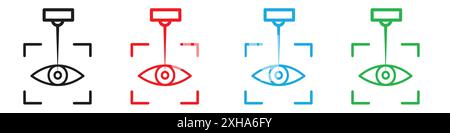 Icône de chirurgie des yeux au laser LASIK symbole vectoriel ou collection d'ensembles de signes dans un contour noir et blanc Illustration de Vecteur