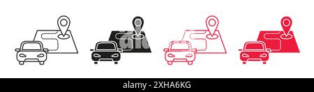 Icône de navigation Road trip ensemble de symboles vectoriels ou de panneaux en noir et blanc Illustration de Vecteur
