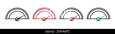 Icône indicateur de performance symbole vectoriel ou ensemble d'enseignes collection dans un contour noir et blanc Illustration de Vecteur