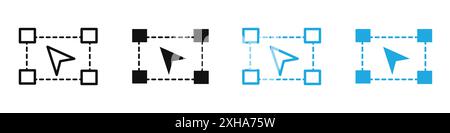Icône de l'outil de sélection symbole vectoriel ou ensemble de signes collection dans un contour noir et blanc Illustration de Vecteur