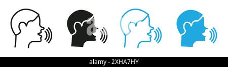 Icône de reconnaissance vocale ensemble de symboles vectoriels ou d'enseignes en noir et blanc Illustration de Vecteur