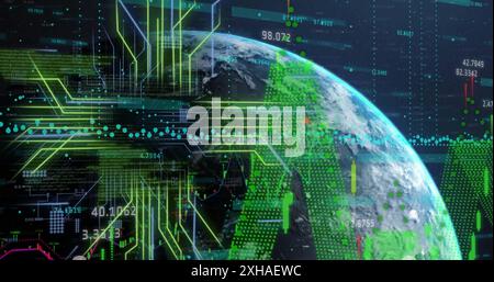 Tendances et analyses du marché mondial, données financières numériques recouvrant la Terre Banque D'Images
