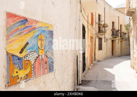 Le centre-ville, connu sous le nom de Kasbah avec des éléments d'architecture arabe. Mazara del Vallo, Trapani, Sicile, Italie, Europe. Banque D'Images