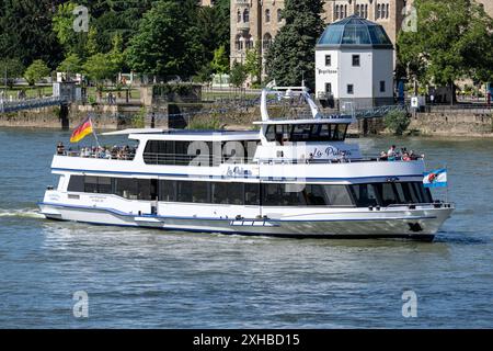 Marksburgschifffahrt Vomfell bateau d'excursion la Paloma sur le Rhin à Coblence, Allemagne Banque D'Images