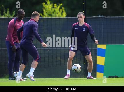 L'Anglais Phil Foden lors d'une séance d'entraînement au Spa & Golf Resort Weimarer Land à Blankenhain, en Allemagne, avant la finale de l'Euro 2024 de l'UEFA entre l'Espagne et l'Angleterre dimanche. Date de la photo : samedi 13 juillet 2024. Banque D'Images