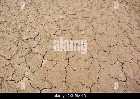 Texture sableuse et sèche de la terre. Concept de sécheresse Banque D'Images