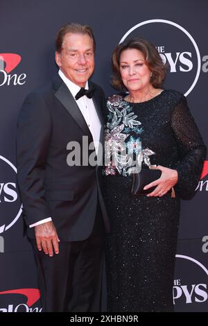Californie, États-Unis. 12 juillet 2024. Nick Saban et Terry Saban assistent aux ESPY Awards 2024 au Dolby Theatre le 11 juillet 2024 à Hollywood, Californie. Photo : Crash/imageSPACE/MediaPunch crédit : MediaPunch Inc/Alamy Live News Banque D'Images