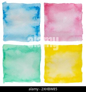 Peinture aquarelle de forme carrée sur fond blanc avec chemin de détourage Banque D'Images