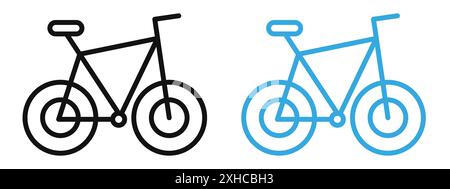 Icône de bicyclette symbole vectoriel ou collection d'ensemble de signes dans un contour noir et blanc Illustration de Vecteur