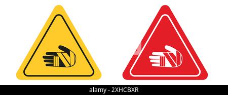 Panneau de danger de brûlures chimiques ensemble de symboles vectoriels ou d'affiches en noir et blanc Illustration de Vecteur