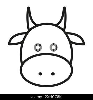 Icône de vache symbole vecteur ou collection d'ensemble de signe dans un contour noir et blanc Illustration de Vecteur