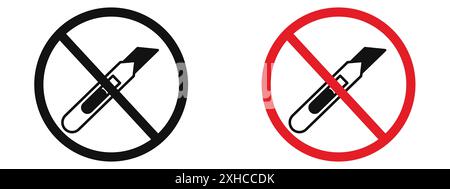 Ne pas couper l'affiche symbole vectoriel ou ensemble d'affiches dans un contour noir et blanc Illustration de Vecteur