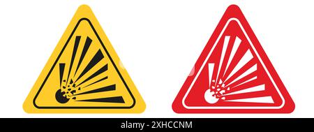 Panneau de danger de matières explosives ensemble de symboles vectoriels ou d'affiches en noir et blanc Illustration de Vecteur