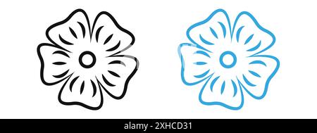 Icône de fleur de lin symbole vectoriel ou collection d'ensemble de signe dans un contour noir et blanc Illustration de Vecteur