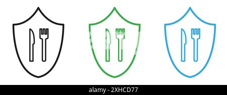 Icône de sécurité alimentaire ensemble de symboles vectoriels ou d'affiches en noir et blanc Illustration de Vecteur