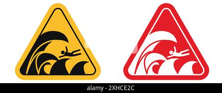 Signe d'avertissement des vagues de haute mer symbole vectoriel ou collection de signe dans un contour noir et blanc Illustration de Vecteur